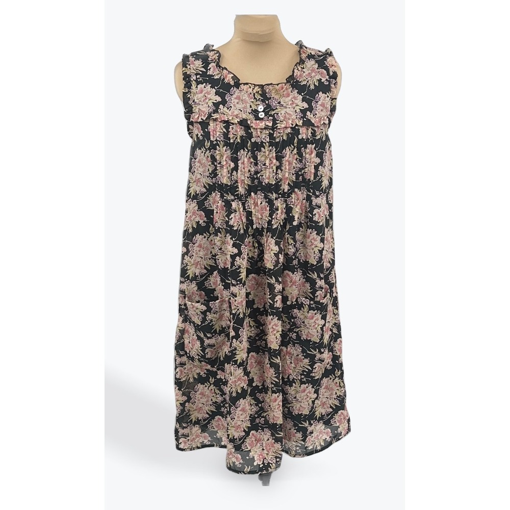 Rabbit Rabbit Designs Floral Dress Womens 10 Sleeveless‎ Pink Black Cottagecore